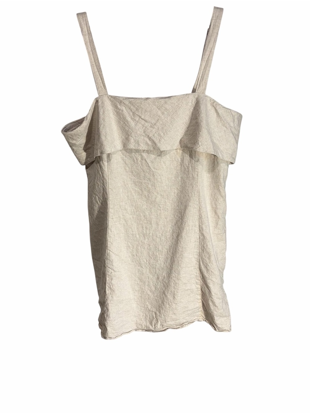Banana Republic Cream Ruffle-Trim Linen Blend Dress